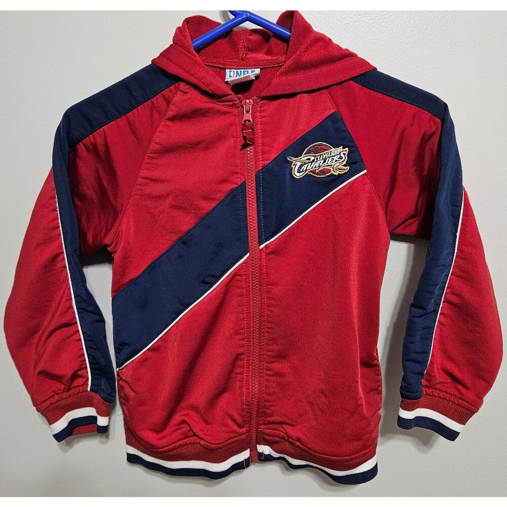 Kids Cleveland Cavaliers Zip Up Hooded Jacket Maroon Blue NBA Basketball Size 7